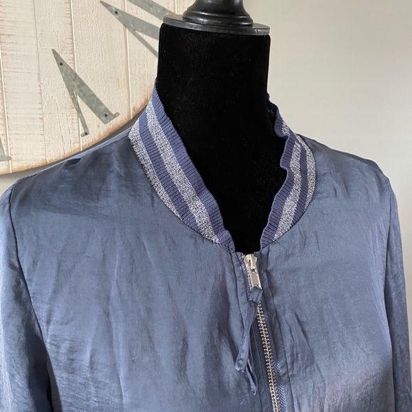 Lucy Paris Satin Bomber Jacket Clara Glitter Striped Medium - Picture 2 of 16